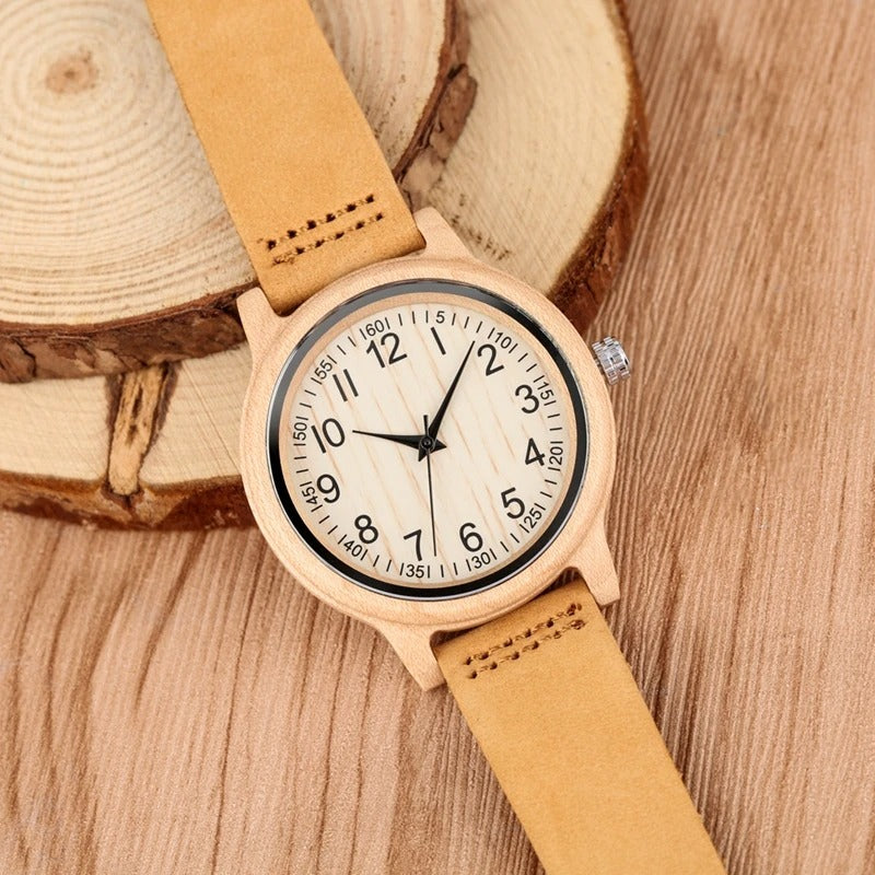 Montre bois bambou quartz alba femme cadeau original anniversaire noël mariage tendance intemporel écologique durable - lebois-eco.com