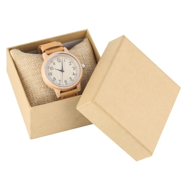 Montre bois bambou quartz alba femme cadeau original anniversaire noël mariage tendance intemporel écologique durable - lebois-eco.com