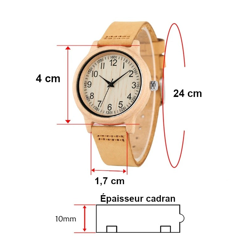 Montre bois bambou quartz alba femme cadeau original anniversaire noël mariage tendance intemporel écologique durable - lebois-eco.com