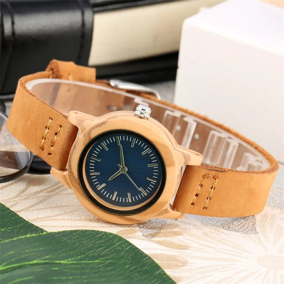 Montre bois bambou quartz femme cadeau original anniversaire noël mariage tendance intemporel écologique durable - lebois-eco.com