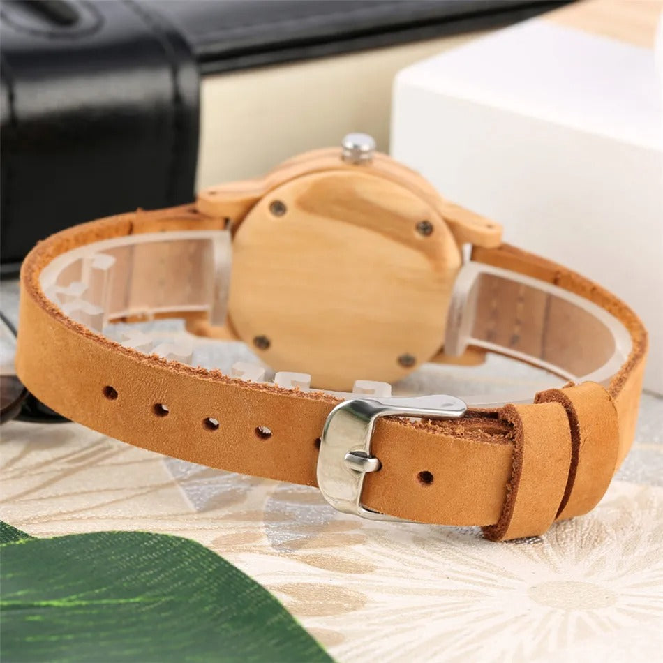 Montre bois bambou quartz femme cadeau original anniversaire noël mariage tendance intemporel écologique durable - lebois-eco.com