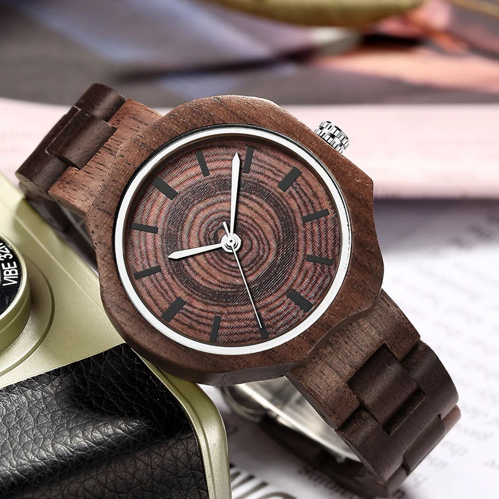 Montre bois bambou quartz unisexe versatile coupe irrégulière cadeau original anniversaire noël mariage tendance intemporel écologique durable - lebois-eco.com