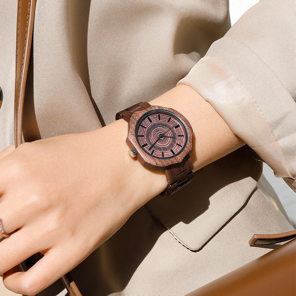 Montre bois bambou quartz unisexe versatile coupe irrégulière cadeau original anniversaire noël mariage tendance intemporel écologique durable - lebois-eco.com