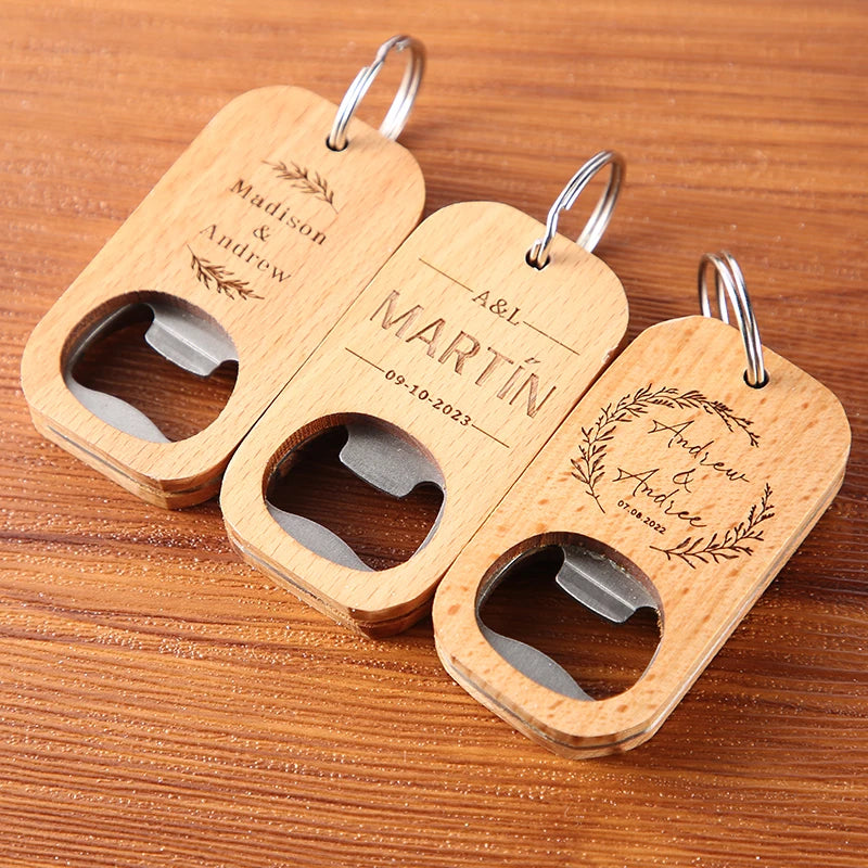 Ouvre bouteille bois personnalisable logo nom prénom gravure laser événements mariages anniversaires cadeaux goodies entreprises durable écologique - lebois-eco.com