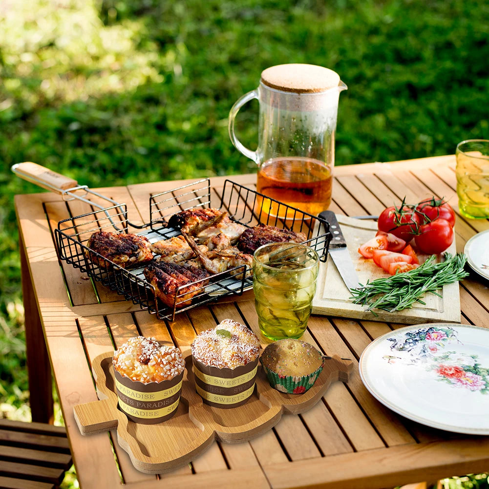 Plateau apéritif dessert sapin de Noël en bois bambou spécial fêtes réveillon dressage art de table écologique durable - lebois-eco.com