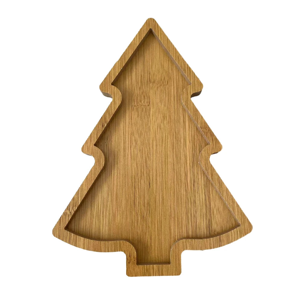 Plateau apéritif dessert sapin de Noël en bois bambou spécial fêtes réveillon dressage art de table écologique durable - lebois-eco.com
