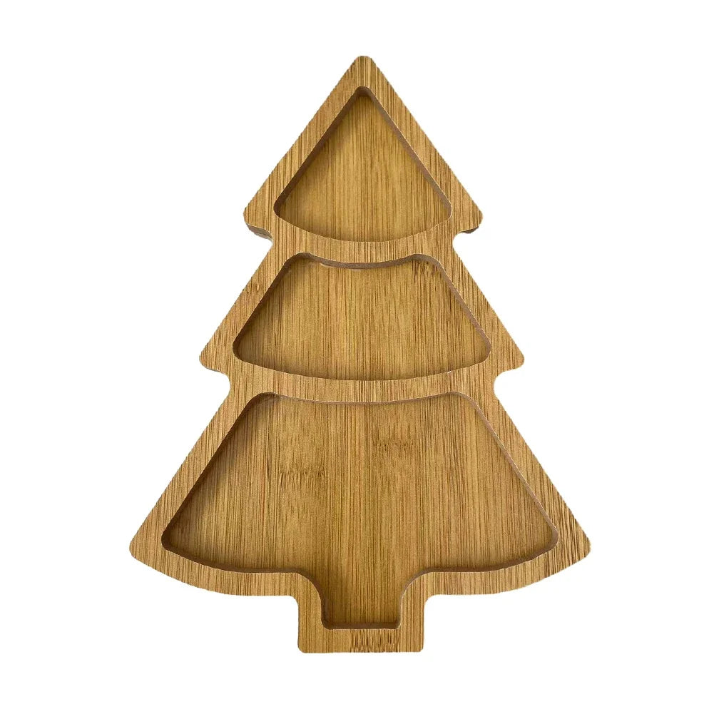 Plateau apéritif dessert sapin de Noël en bois bambou spécial fêtes réveillon dressage art de table écologique durable - lebois-eco.com