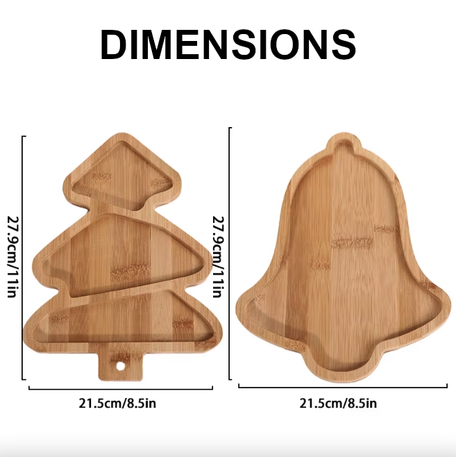 Plateau dressage sapin cloche en bois pour apéritif dessert fêtes Noël bambou spécial fêtes réveillon art de table écologique durable - lebois-eco.com
