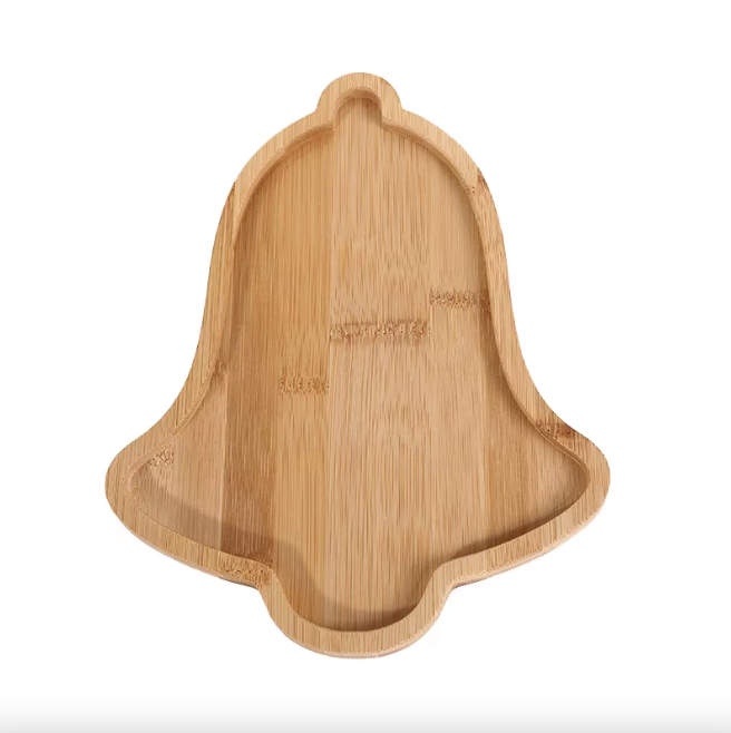Plateau dressage sapin cloche en bois pour apéritif dessert fêtes Noël bambou spécial fêtes réveillon art de table écologique durable - lebois-eco.com