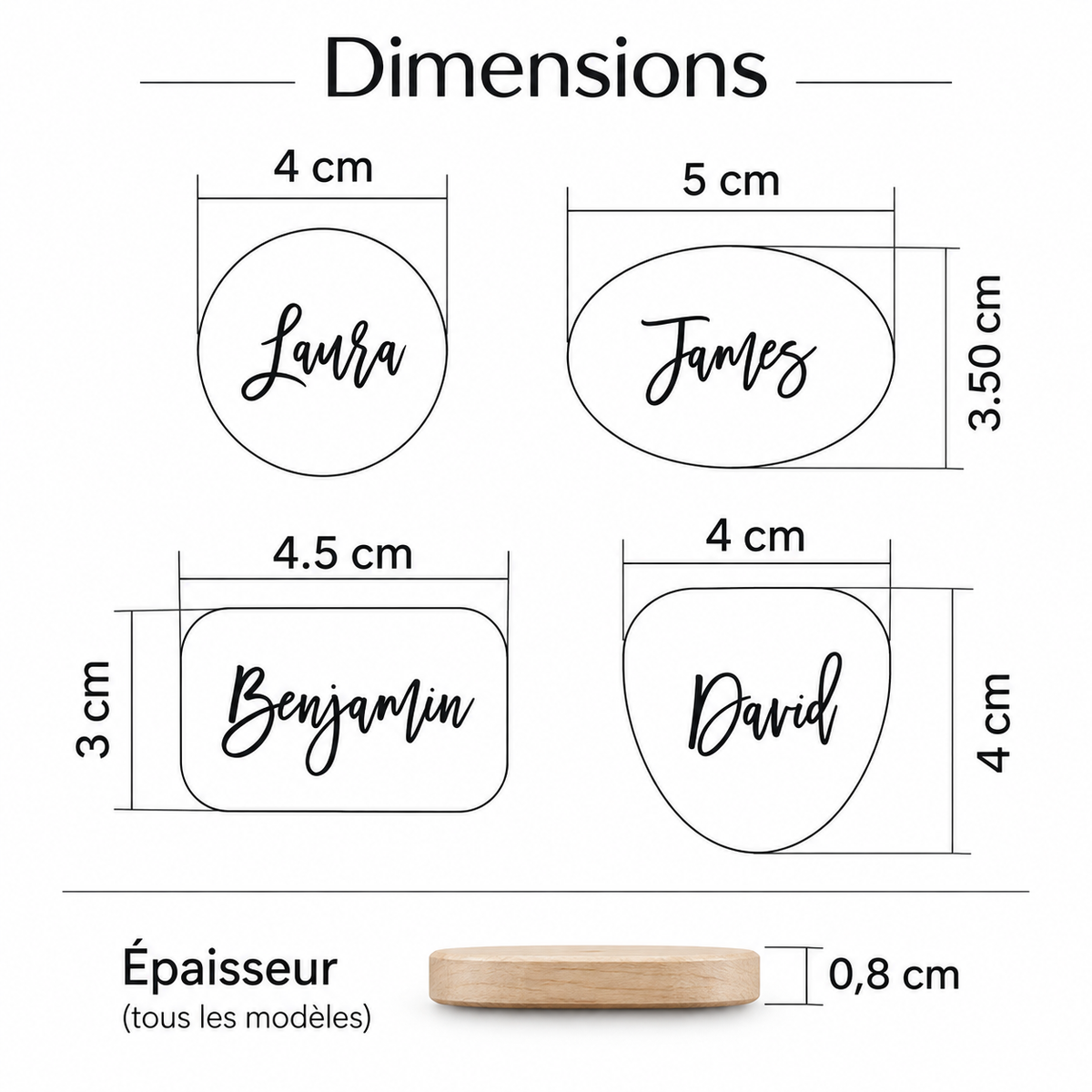 Porte-clés en bois d'érable personnalisables