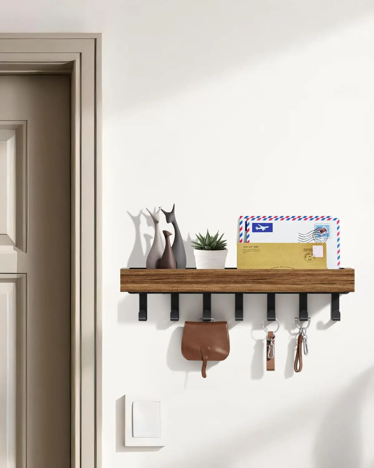 Porte manteau clés organiseur mural support bois entrée salon salle de bain cuisine décoration rangement intérieur maison durable - lebois-eco.com