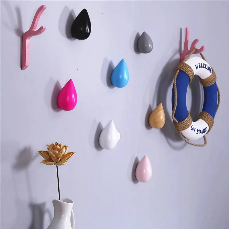 Porte manteau mural à fixer bois forme goutte eau décoration intérieur maison porte chapeau sac à main design écologique durable - lebois-eco.com