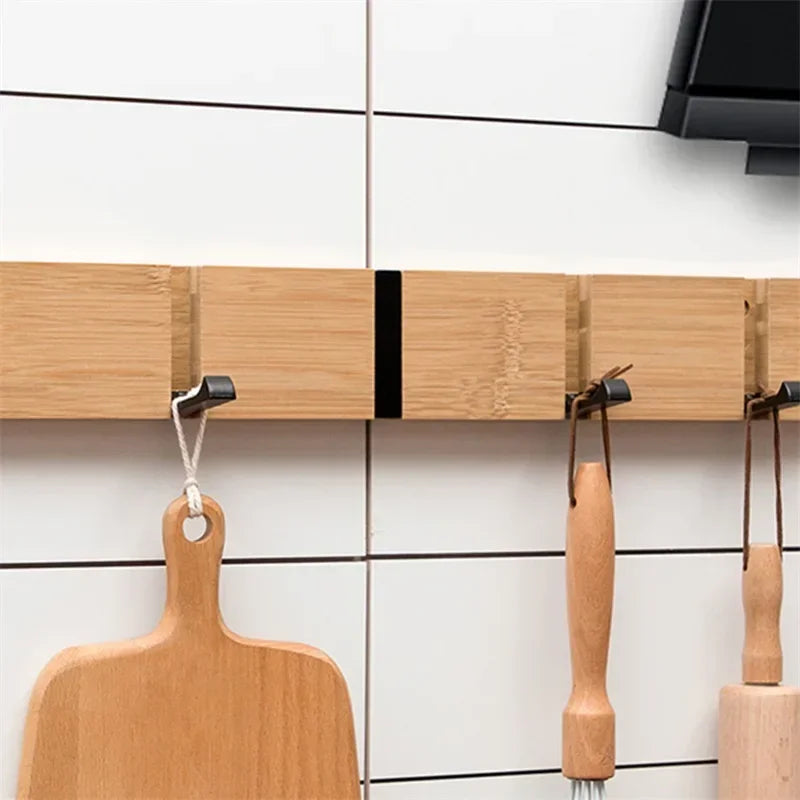 Porte-manteau mural rétractable bois naturel aluminium à fixer aménagement rangement maison entrée salon chambre à coucher écologique durable - lebois-eco.com
