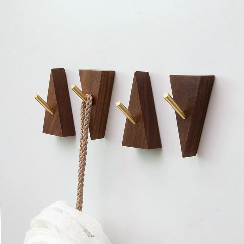 Porte-manteaux patères mural bois massif forme triangle crochet métal à fixer entrée salon cuisine salle de bain décoration maison intérieur durable - lebois-eco
