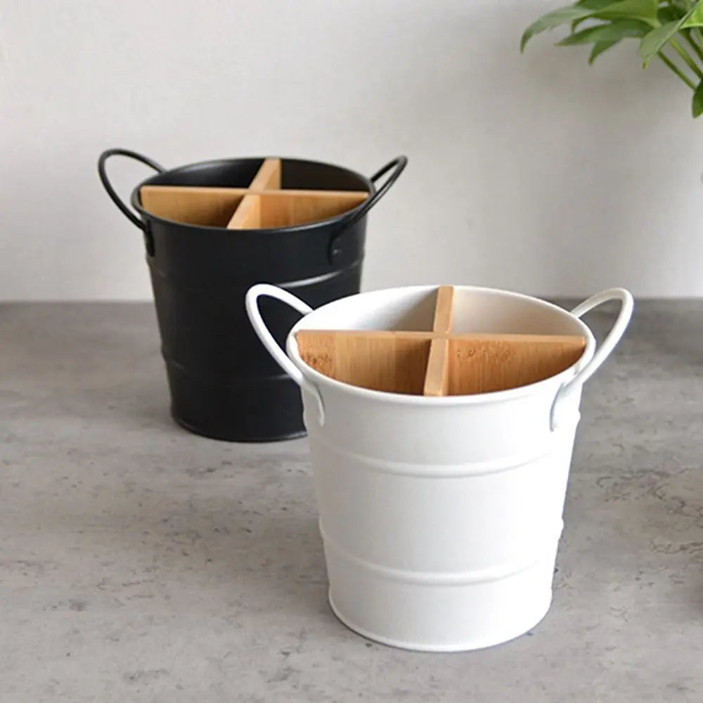 Pot bois bambou acier range ustensile couvert cuillère fourchette couteau cuisine salle de bain maison rangement durable - lebois-eco.com