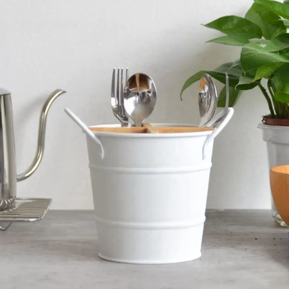 Pot bois bambou acier range ustensile couvert cuillère fourchette couteau cuisine salle de bain maison rangement durable - lebois-eco.com