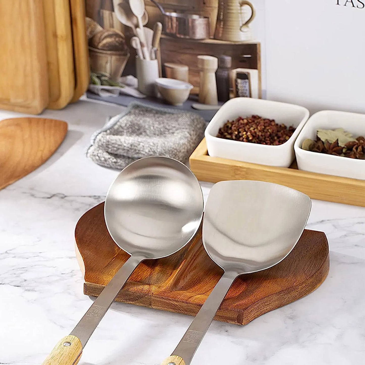 Repose cuillère bois format double accessoire cuisine repas porte couvert couteau fourchette baguette diner écologique durable - lebois-eco.com