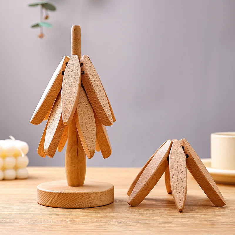 Sous tasse bois noyer rangement socle forme arbre décoration intérieur original service à thé goûter écologique durable - lebois-eco.com