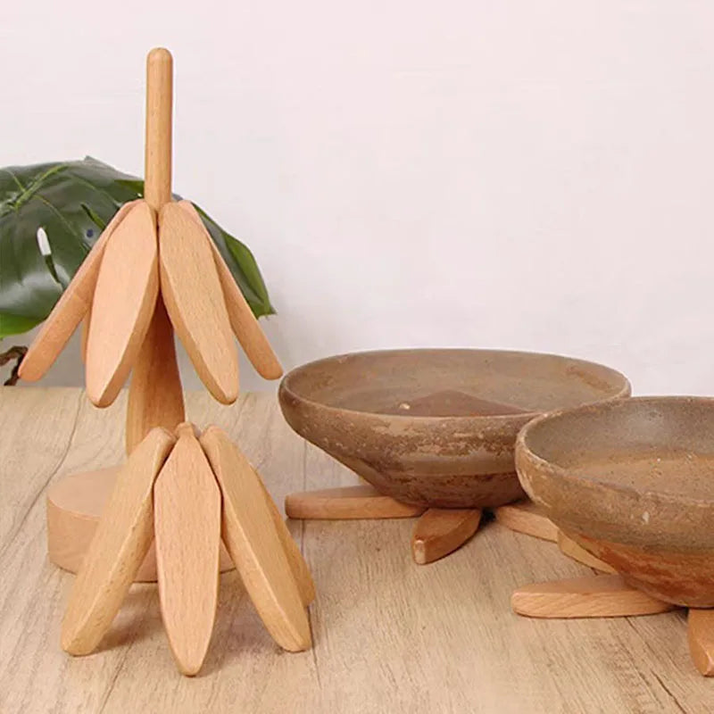 Sous tasse bois noyer rangement socle forme arbre décoration intérieur original service à thé goûter écologique durable - lebois-eco.com