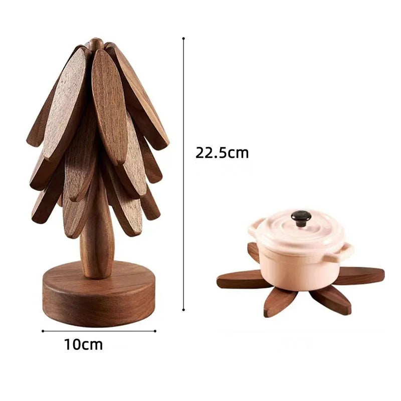Sous tasse bois noyer rangement socle forme arbre décoration intérieur original service à thé goûter écologique durable - lebois-eco.com