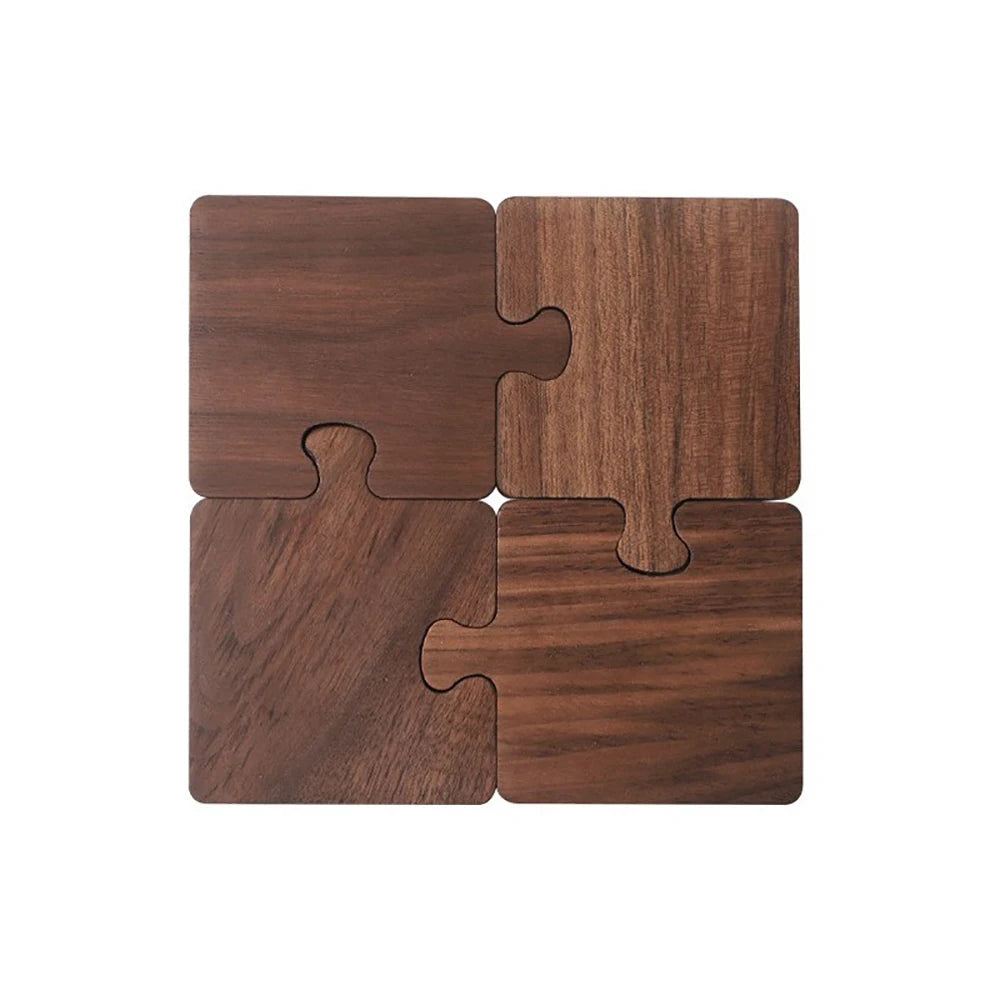 Sous-tasse sous-verre bois noyer forme puzzle boisson service thé café dressage décoration table maison intérieur écologique durable - lebois-eco.com