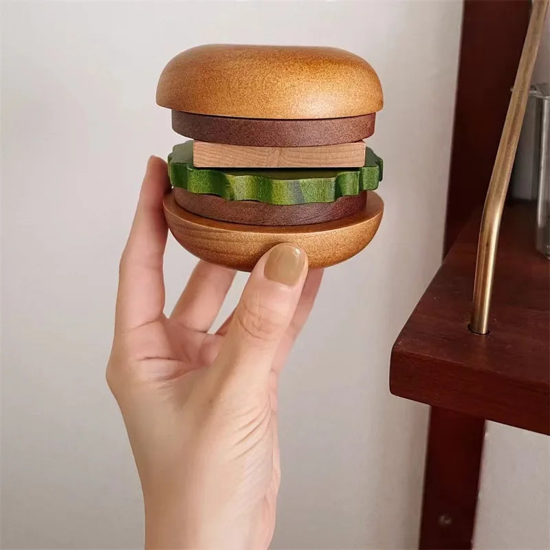 Sous tasse verre bois forme hamburger 6 pièces aimantées café thé table repas décoration originale maison intérieur écologique durable - Lebois-eco.com