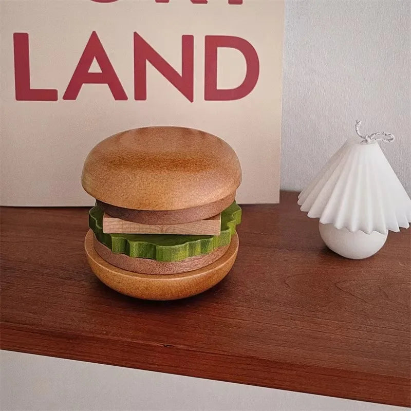 Sous tasse verre bois forme hamburger 6 pièces aimantées café thé table repas décoration originale maison intérieur écologique durable - Lebois-eco.com
