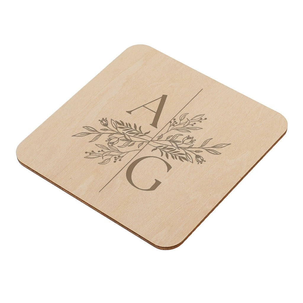 Sous-verre bois personnalisable logo texte pour particuliers professionnels évènement mariage bar restaurant fête anniversaire durable - lebois-eco.com