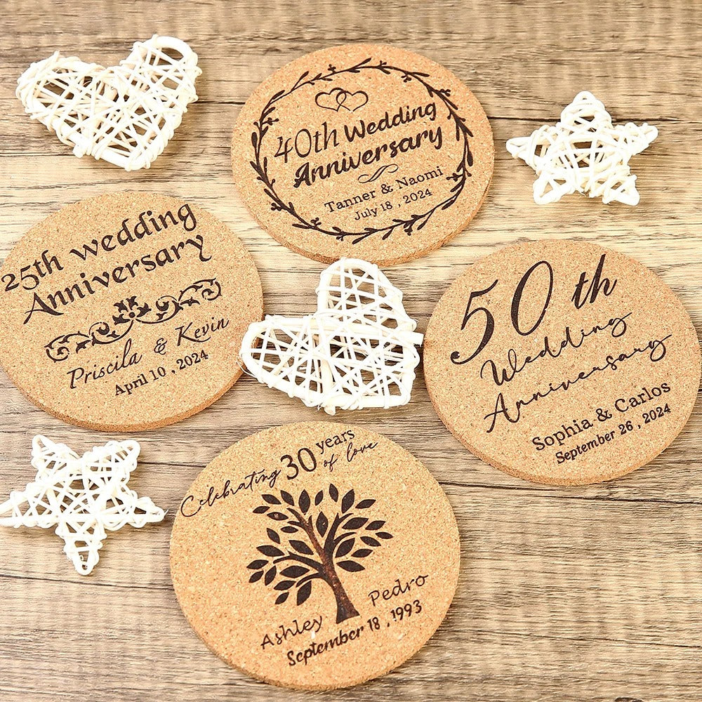 Sous-verre liège personnalisable logo texte pour particuliers professionnels évènement mariage bar restaurant fête anniversaire durable - lebois-eco.com