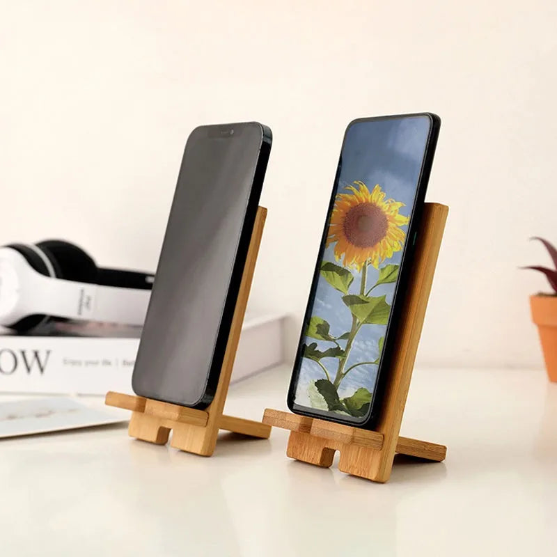 Support universel bois bambou pour téléphone portable démontable à 2 inclinaisons bureau décoration rechargement pratique durable- lebois-eco.com