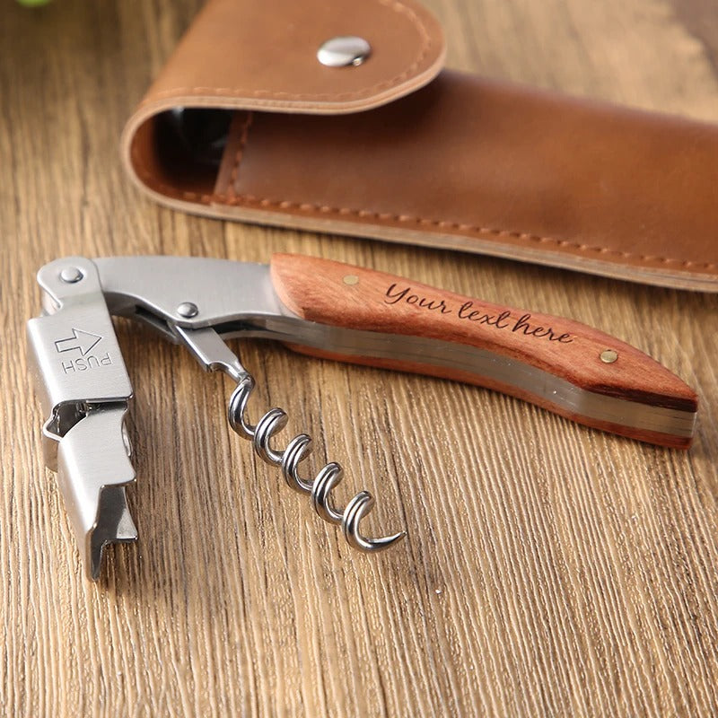 Tire-bouchon limonadier bois personnalisable gravure laser acier inoxydable cadeau personnalisé anniversaire mariage Noël durable - lebois-eco.com