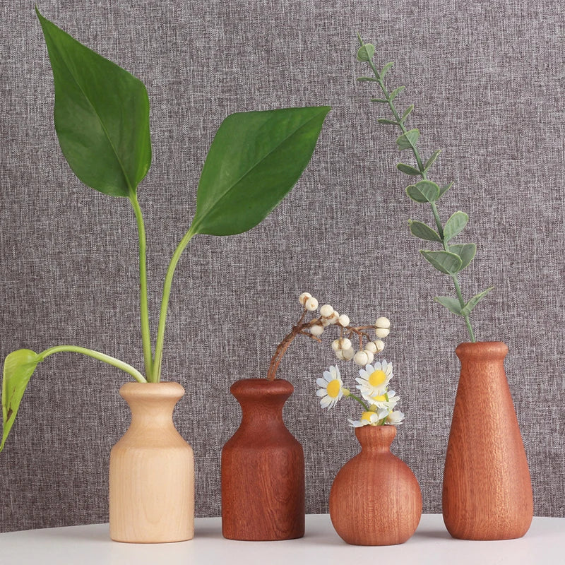 Vase bois bambou fleurs sèches décoration maison intérieur table bureau art plantes durable écologique - lebois-eco.com