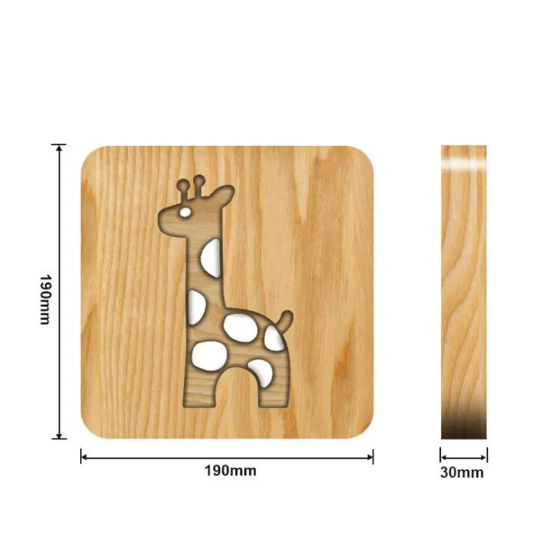 Veilleuse lampe bois chambre enfant bébé led usb animaux girafe décoration cadeau anniversaire noël salon durable écologique - lebois-eco.com