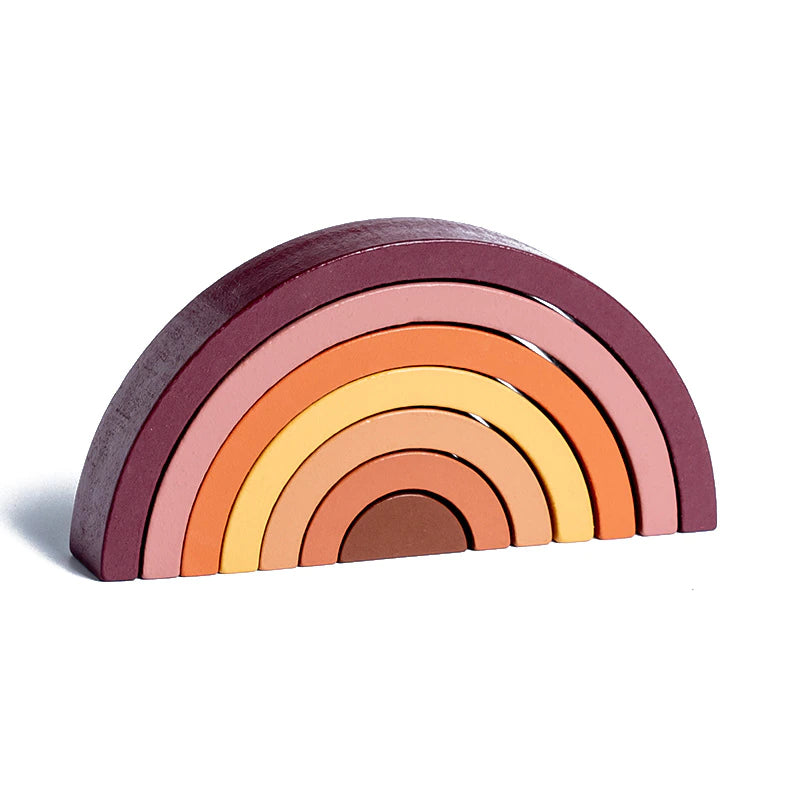 Arc en ciel bloc construction bois silicone multicolore éveil bébé enfant jouet jeu équilibre cadeau anniversaire Noël environnement écologique renouvelable responsable - lebois-eco.com