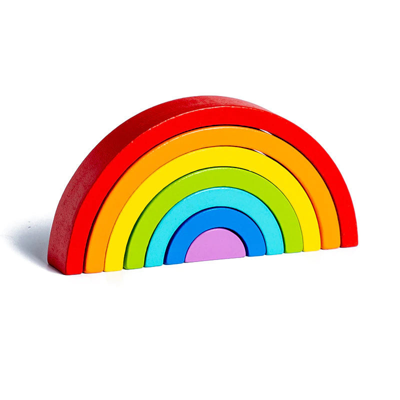 Arc en ciel bloc construction bois silicone multicolore éveil bébé enfant jouet jeu équilibre cadeau anniversaire Noël environnement écologique renouvelable responsable - lebois-eco.com