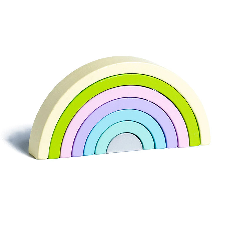 Arc en ciel bloc construction bois silicone multicolore éveil bébé enfant jouet jeu équilibre cadeau anniversaire Noël environnement écologique renouvelable responsable - lebois-eco.com