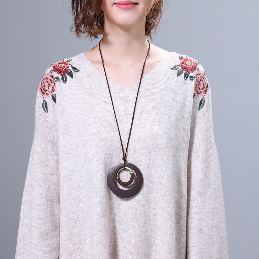 Collier pendentif bois cuir femme bijoux été cadeau chic décontracté élégant beauté mode anneau bohème style vacances écologie environnement renouvelable responsable - lebois-eco.com