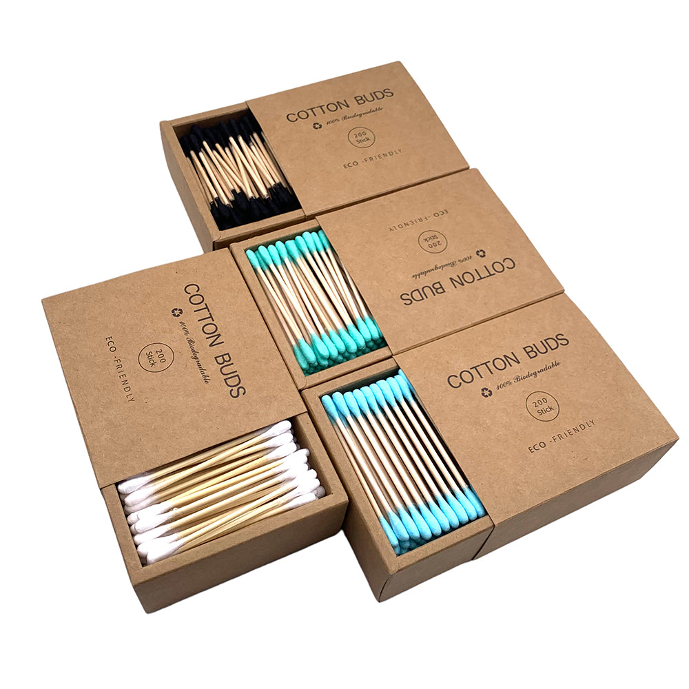 Coton-tige 100 % biodégradable bio bambou hygiène salle de bain oreille nez santé 200 pièces carton recyclé environnement écologie renouvelable responsable - lebois-eco.com