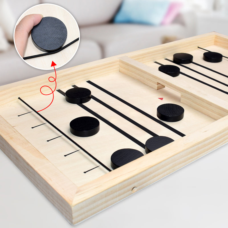 Jeux société bois enfant adulte hockey sur table puck défi stratégie palet glace jeton dimanche vacances divertissement environnement écologie renouvelable éco-responsable - lebois-eco.com