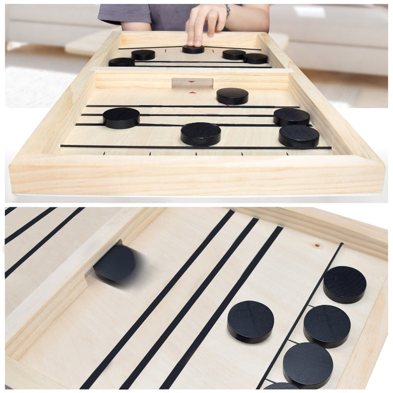 Jeux société bois enfant adulte hockey sur table puck défi stratégie palet glace jeton dimanche vacances divertissement environnement écologie renouvelable éco-responsable - lebois-eco.com