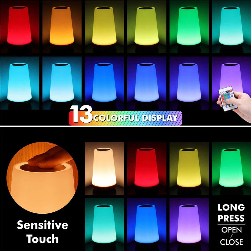 Lampe chevet led tactile 13 couleurs télécommande intensité réglable rechargeable usb socle bois bambou lumière ambiance soirées télévision chambre coucher lecture film environnement écologique renouvelable responsable - lebois-eco.com