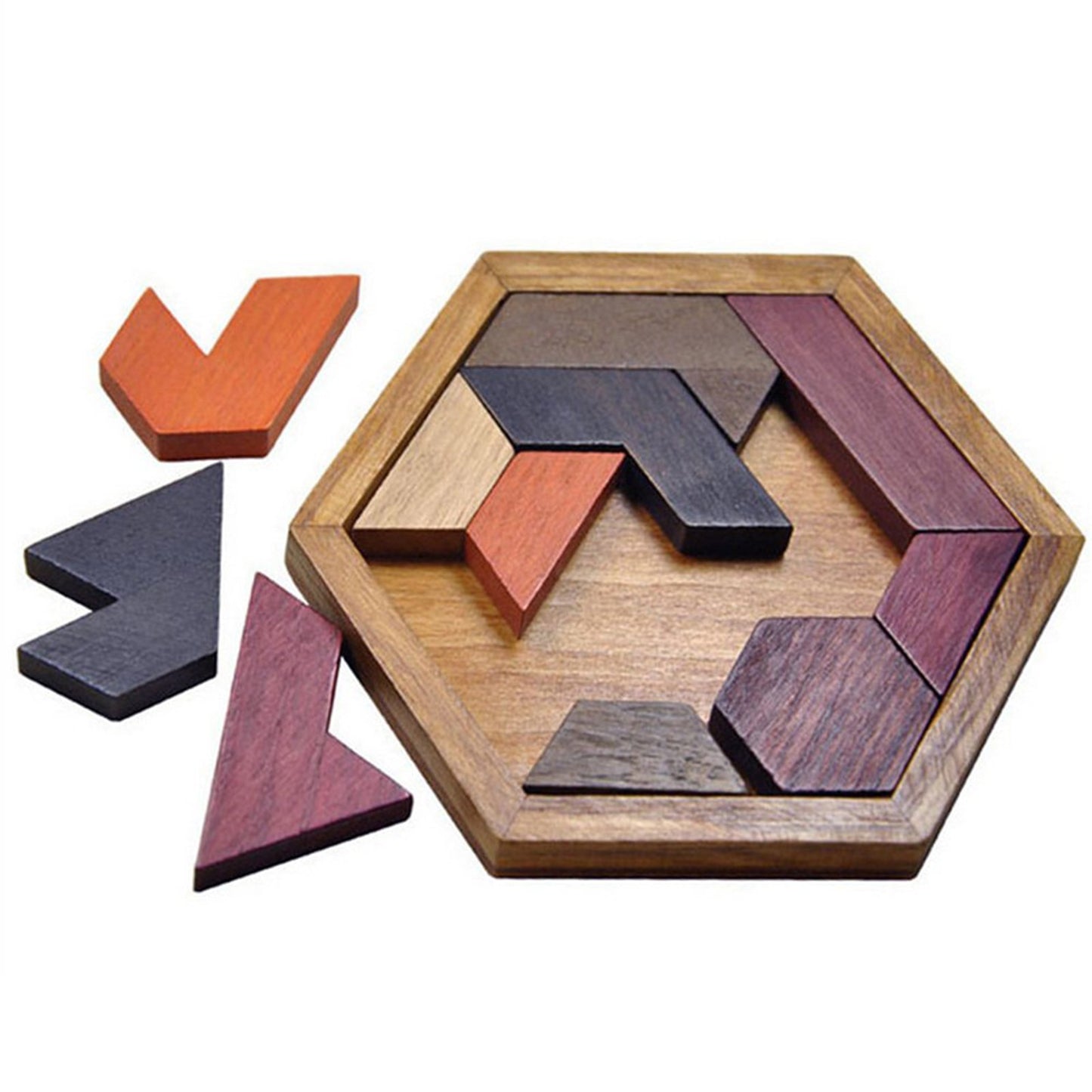 Puzzle magnétique bois enfant éducation couleur géometrie hexagone coordination école environnement écologie renouvelable naturel éco-responsable - lebois-eco.com