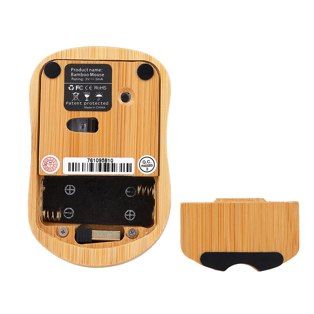 Souris sans fil wireless 2.4ghz bambou naturel optique usb ergonomique écologique responsable environnement - lebois-eco.com
