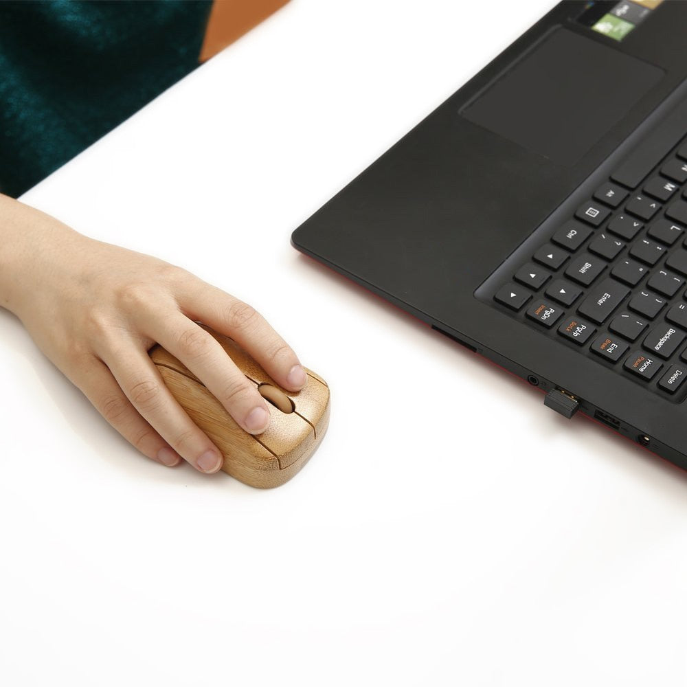Souris sans fil wireless 2.4ghz bambou naturel optique usb ergonomique écologique responsable environnement - lebois-eco.com
