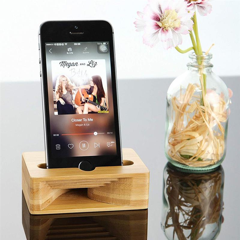 Support amplificateur bois bambou téléphone universel bureau vidéo music musique art déco renouvelable environnement écologique responsable - lebois-eco.com