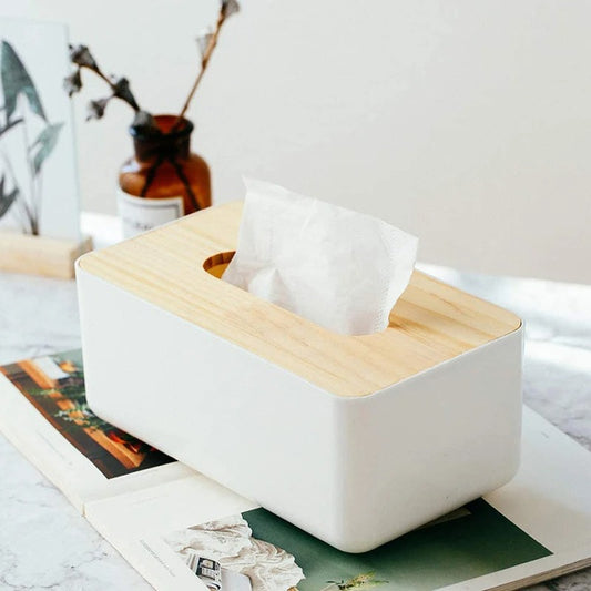 Boîte à mouchoirs couvercle bambou bois corps plastique décoration intérieur salon chambre à coucher rhume écologique durable - lebois-eco.com