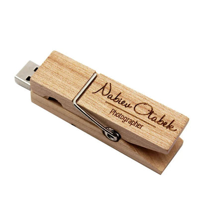 Clé usb 3.0 bois pince à linge clip papier personnalisable logo texte cadeaux promotion entreprise mariage photographe durable - lebois-eco.com