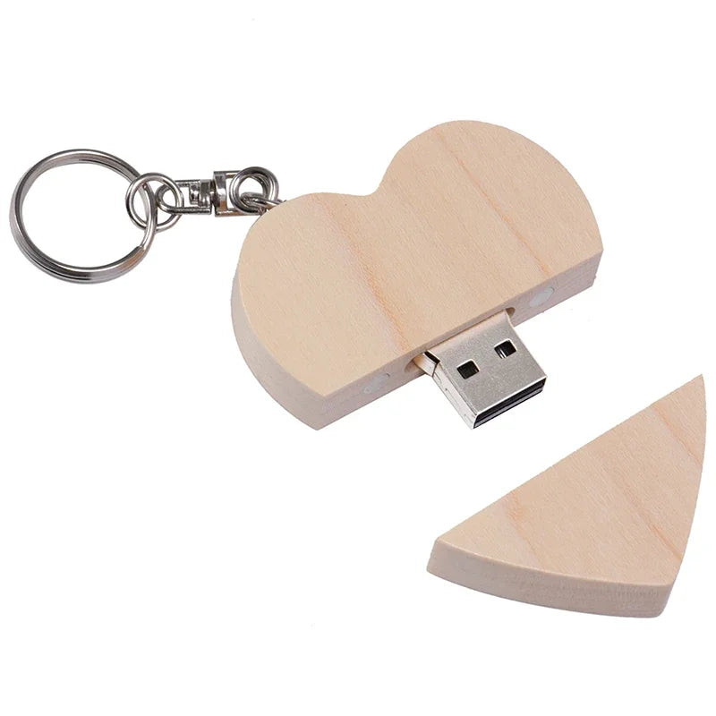 Clé usb forme coeur porte clé bois bambou multicolore personnalisable logo texte cadeaux promotion entreprise mariage photographe goodies durable - lebois-eco.com