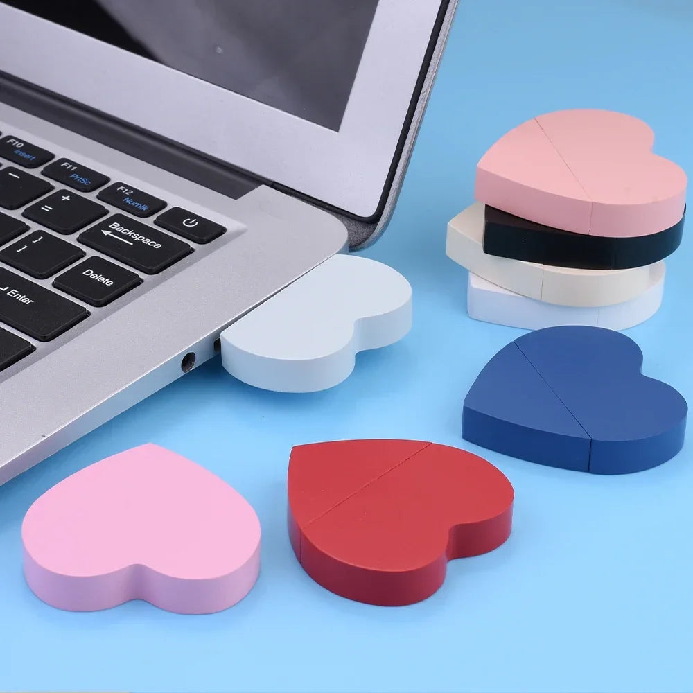 Clé usb forme coeur porte clé bois bambou multicolore personnalisable logo texte cadeaux promotion entreprise mariage photographe goodies durable - lebois-eco.com