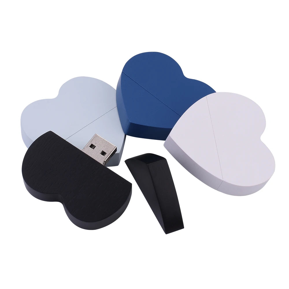 Clé usb forme coeur porte clé bois bambou multicolore personnalisable logo texte cadeaux promotion entreprise mariage photographe goodies durable - lebois-eco.com